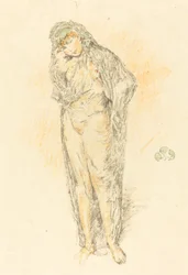 Draperad figur, stående