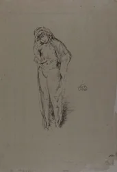 Draperad figur, stående