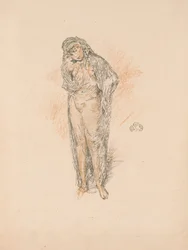 Draperad figur, stående