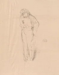 Draperad figur, stående