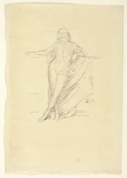 Liten draperad figur, lutande
