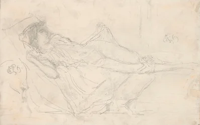 Liggande draperad figur