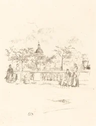 Pantheon, från terrassen i Luxembourgträdgården