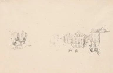 Två provskisser: A. Grand Rue, Dieppe; B. En interiör