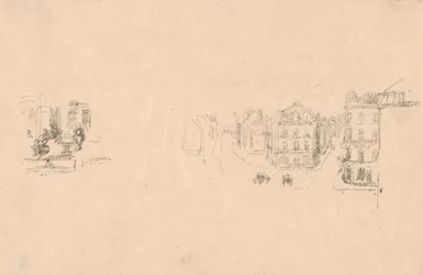 Två skissförsök: A. Grande Rue, Dieppe; B. En interiör