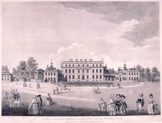 Östra framsidan av Buckingham House, Westminster, London, 1796