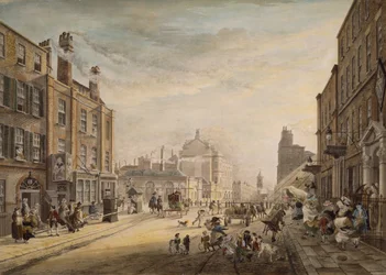 Utsikt mot Hanover Square Visar Holles Street, London