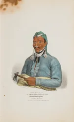 TENS-QUA-TA-WA eller Den som öppnar dörren; Shawnese Prophet (bror till Tecumthe), från The Aboriginal Portfolio