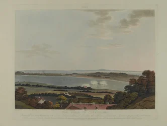Danmark 1807: Belägringen av Köpenhamn, graverad av Robert Pollard (1792-1867) och Joseph Constantine Stadler (1780-1812) publicerad 1807 (färgad akvatint)