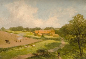 Landskap med gårdsbyggnader