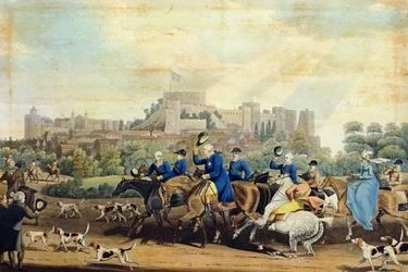 George III (1738-1820) Återvänder från jakt, graverad av M. Dubourg, 1820 (akvatint)
