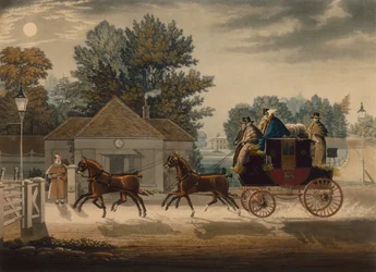 Mail Coach by Moonlight (färgad gravyr)