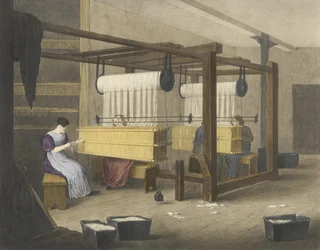 Reeding eller Drawing in, Progress of Cotton No. 9, pub. 1840