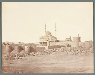 Egypten. Kairo. Översiktsvy över citadellet med Muhammad Alis alabastermoské (1830-1848)
