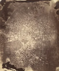 Boston från en varmluftsballong, 1860-talet.