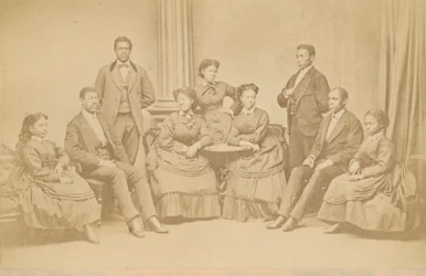 Carte-de-visite of the Jubilee Singers, 1872, tryckt senare.