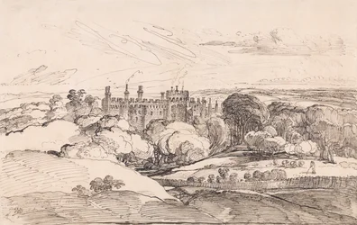 Lea Castle från ovanför skogen