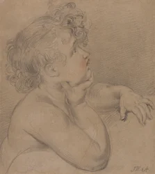 Studie från Nature, One of the Children of Charity för den stora bilden av Waterloo Allegory