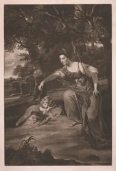 Hertiginnan av Manchester med sin son George, Viscount Mandeville, som "Diana och Amor"