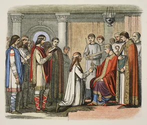 Dop av kung Guthorm, AD 878, från A Chronicle of England BC 55 till AD 1485, pub. London