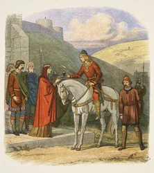 Edward mördas i Corfe, 18 mars 978, ur A Chronicle of England BC 55 to AD 1485, utgiven i London, 1863