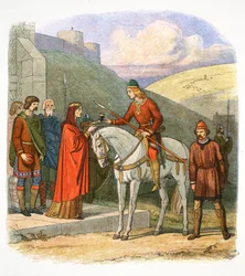 Edward the Martyr anländer till Corfe, Dorset, 978 1864