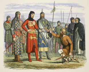 Gavestons huvud visat för earlen av Lancaster, från A Chronicle of England BC 55 till AD 1485, pub. London