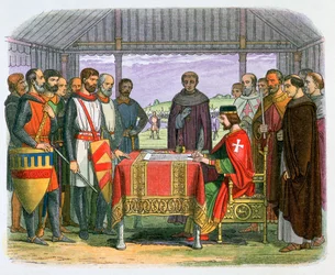 Illustration av kung John som undertecknar Magna Carta, 1800-talet