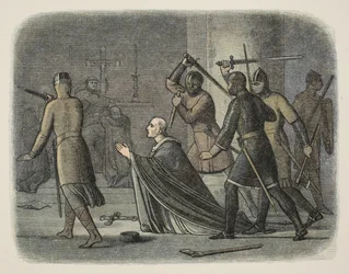 Mordet på Thomas Becket, Canterburykatedralen, 29 december 1170, ur A Chronicle of England BC 55 to AD 1485, utgiven i London