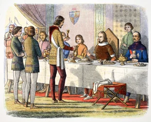Prins Edward serverar John av Artois vid bordet efter att ha besegrat honom i Poitiers, 1356 1864