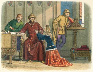 Drottning Anne går i förbön från Sir Simon Burley, 1388 1864