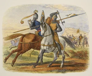 Sir Robert Bruce dödar Sir Henry Bohun, från A Chronicle of England f.Kr. 55 till AD 1485, pub. London, 1863