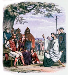 St Augustine predikar för kung Ethelbert och drottning Bertha, 1800-talet