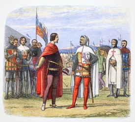 Den svarte prinsen tvingar Pedro den grymme till amnesti, Spanien, 1367, 1864
