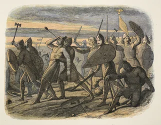 Harold II:s död i slaget vid Hastings, 1066, från A Chronicle of England BC 55 till AD 1485, pub. London, 1863
