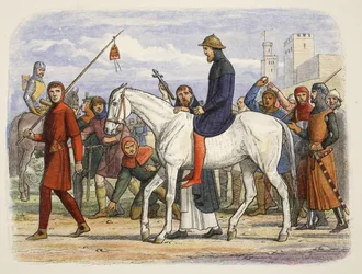 Thomas, Earl of Lancaster, som leds till avrättning, från A Chronicle of England BC 55 till AD 1485, pub. London
