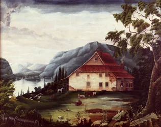 Washingtons högkvarter i Newburgh på Hudson ca 1775