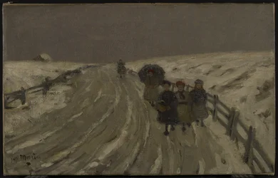 Hemkomst från skolan, ca 1901