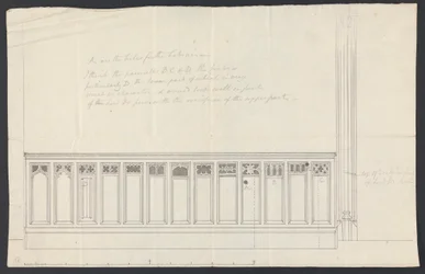 Cobham Hall, Kent: Design för paneling av en bänk