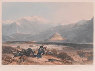 Utsikt över Bala Hissai och staden Kabul, med de brittiska kantonerna från Ba Marco Hill