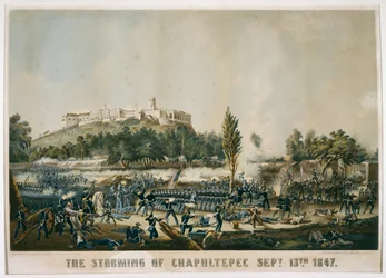 The Storming of Chapultepec 13 september 1847, 1848 (kromolitografi på vävt papper)