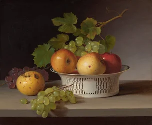 Stillleben med frukt och kinesisk exportkorg