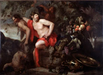 The Harvest of Silene (Harvest of Silenus) Målning av Jan Roos (1591-1638) Dim 175x250 cm Genes, Musei di Strada Nuova (ex Palazzo Bianco)