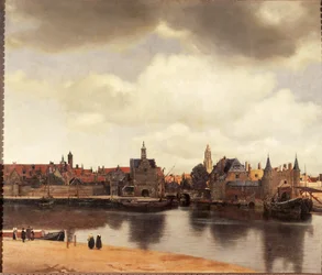 Vy över Delft, Nederländerna, efter branden (olja på duk)