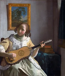 ""The Guitar Player" (The Guitar Player) Målning av Jan Vermeer (Johannes) (1632-1675) - 1672 - Olja på duk - Storlek 53x46,3 cm Kenwood House