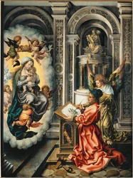 Sankt Lukas målar madonnan (målning på ek)