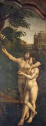 Adam och Eva, bakre sidopanel på Malvern Triptych