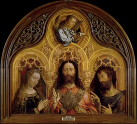 Kristus mellan Jungfru Maria och Johannes Döparen - Peinture de Jan Gossaert (Gossart) dit Mabuse (ca 1478-1532) - 1510-1515 - Olja på trä - 122x133 - Museo del Prado, Madrid