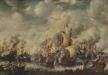 Sjökamp mellan engelsmännen och holländarna Off Ter Heyde, augusti 1653, 1914.