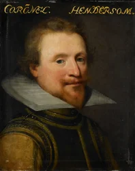 Porträtt av Sir Robert Henderson of Tunnegask, ca 1609-1633 (olja på pannå)